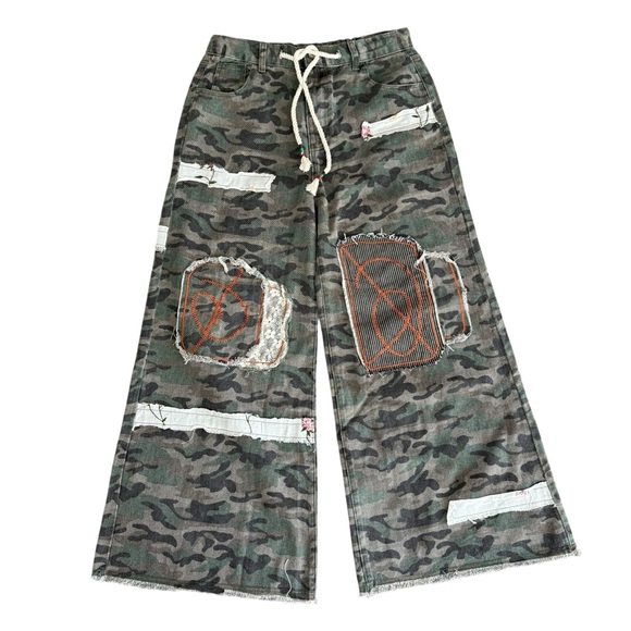 POL Pants - POL Camo Wide Leg Patchwork Pants Size Large Boho Streetwear New